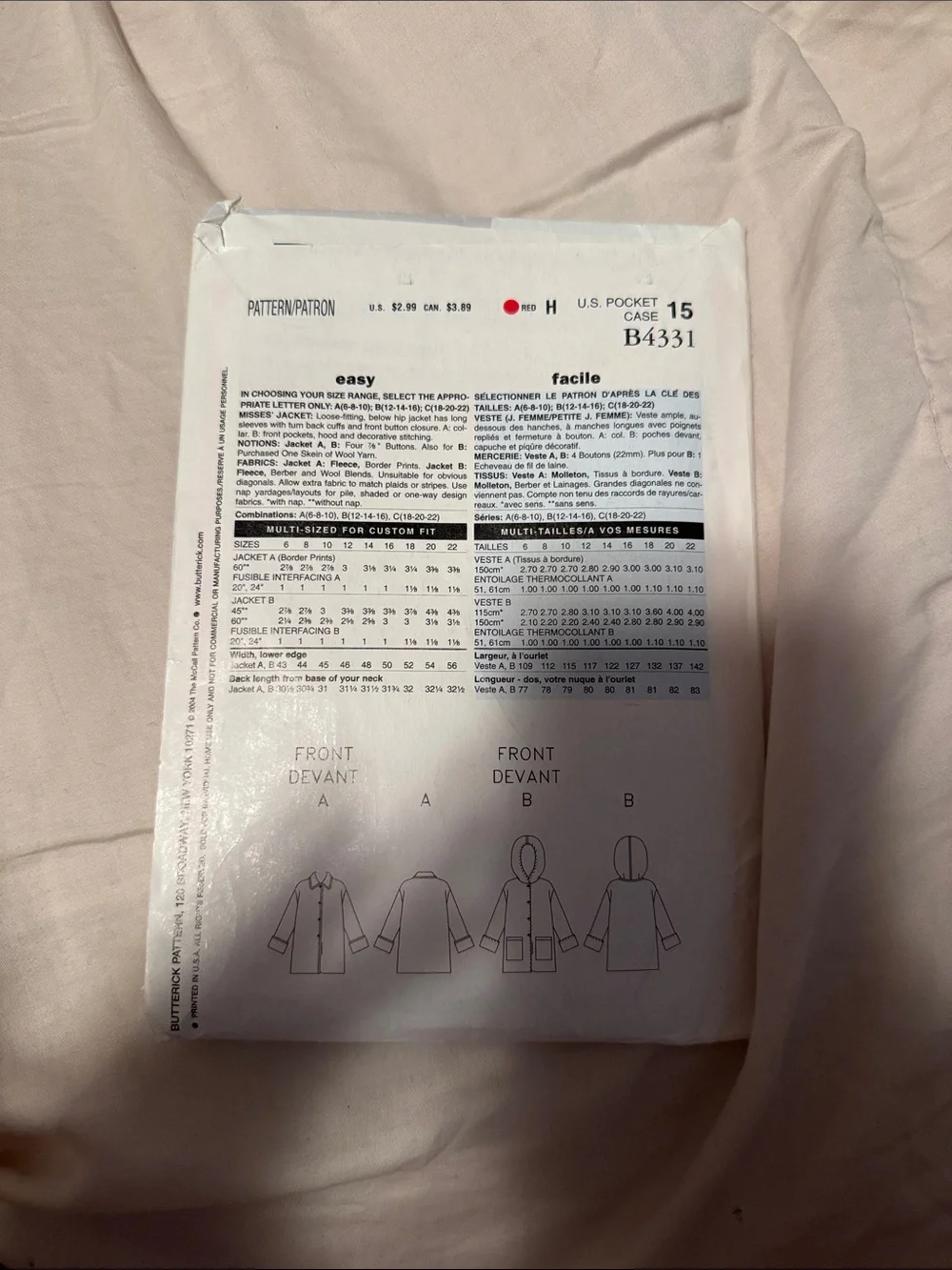 See & Sew Pattern B4331 Women's Coat Pattern - Green & Multicolor Options